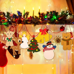 10pcs Unfinished Wooden Christmas Ornaments To Paint Holiday Decor