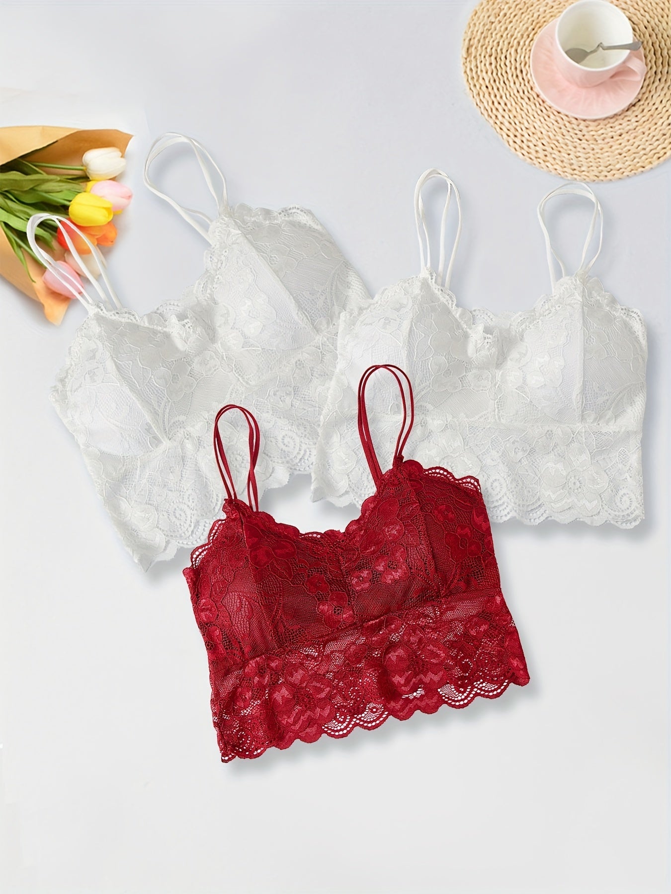 3pcs Lace Underwear Cami Bra Set for Teens 13-20 Years