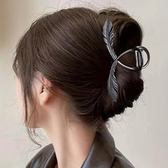 Alloy Feather Hair Claw Ponytail Holder for Women Girls