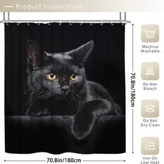 4pcs Cat Shower Curtain Set with Non-Slip Bathroom Rug