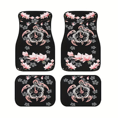 4pcs Spiral Pattern Car Floor Mats Water Absorbent Non Slip Stain Resistant