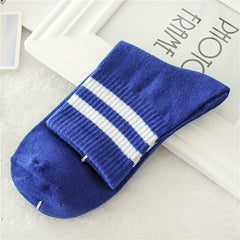 4 Pairs Striped Sports Socks Crew Short Women's Stockings