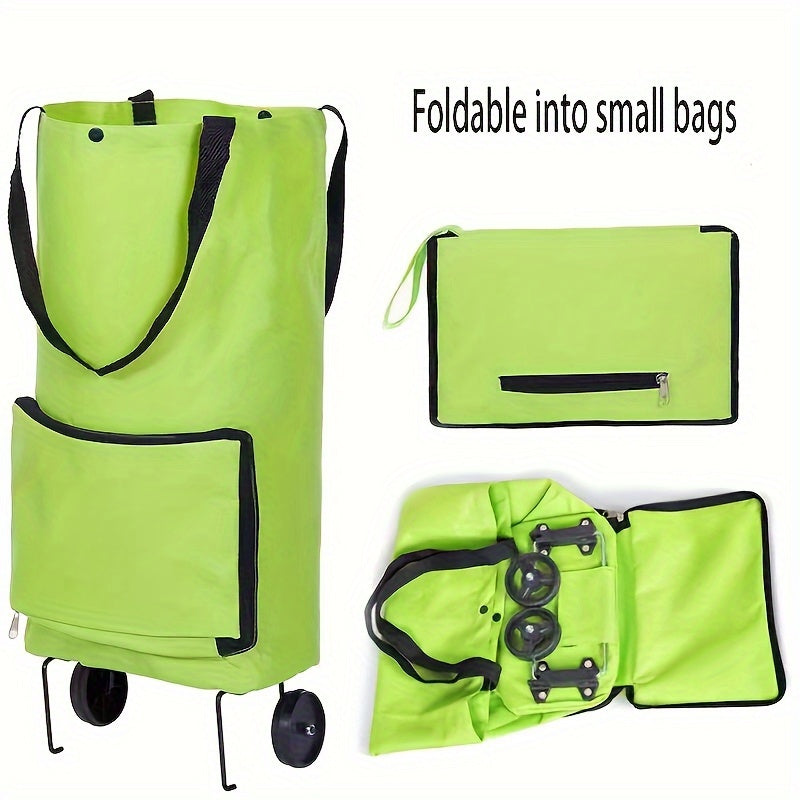 Portable Shopping Cart Bag Foldable Trailer Bag With Wheels