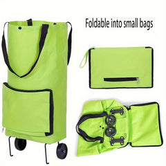 Portable Shopping Cart Bag Foldable Trailer Bag With Wheels