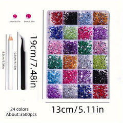 3500pcs Flatback Nail Art Rhinestones Crystal Gems for DIY Clothing Makeup