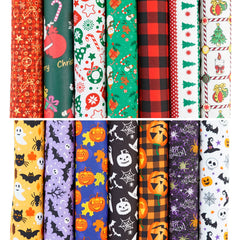 7pcs Halloween Christmas Patchwork Cotton Quilting Fabric