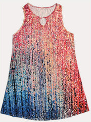  Colorblock Damask Print Tank Dress with Cut Out Ring Detail