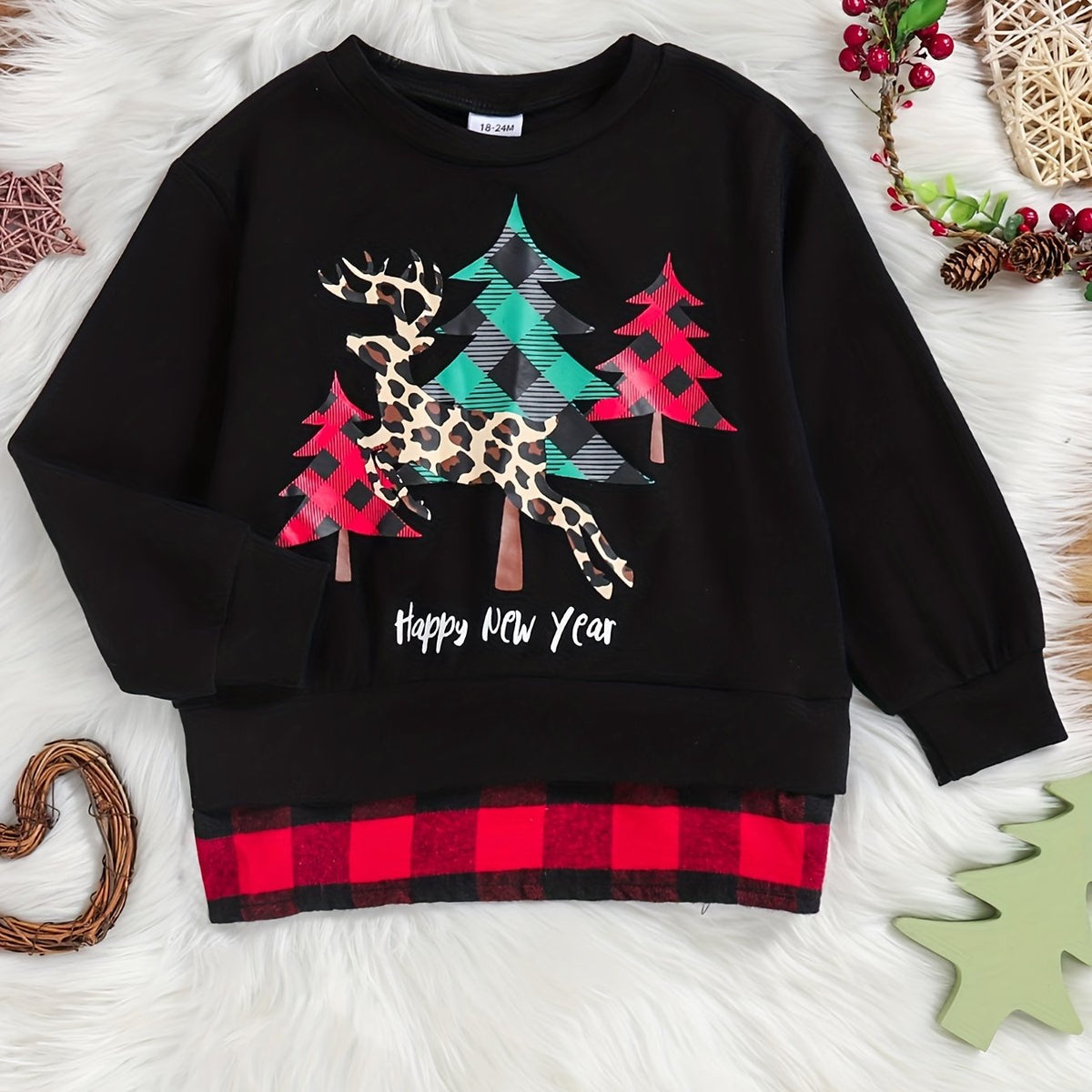 Baby Girls Christmas Print Long Sleeve Top for Spring and Autumn