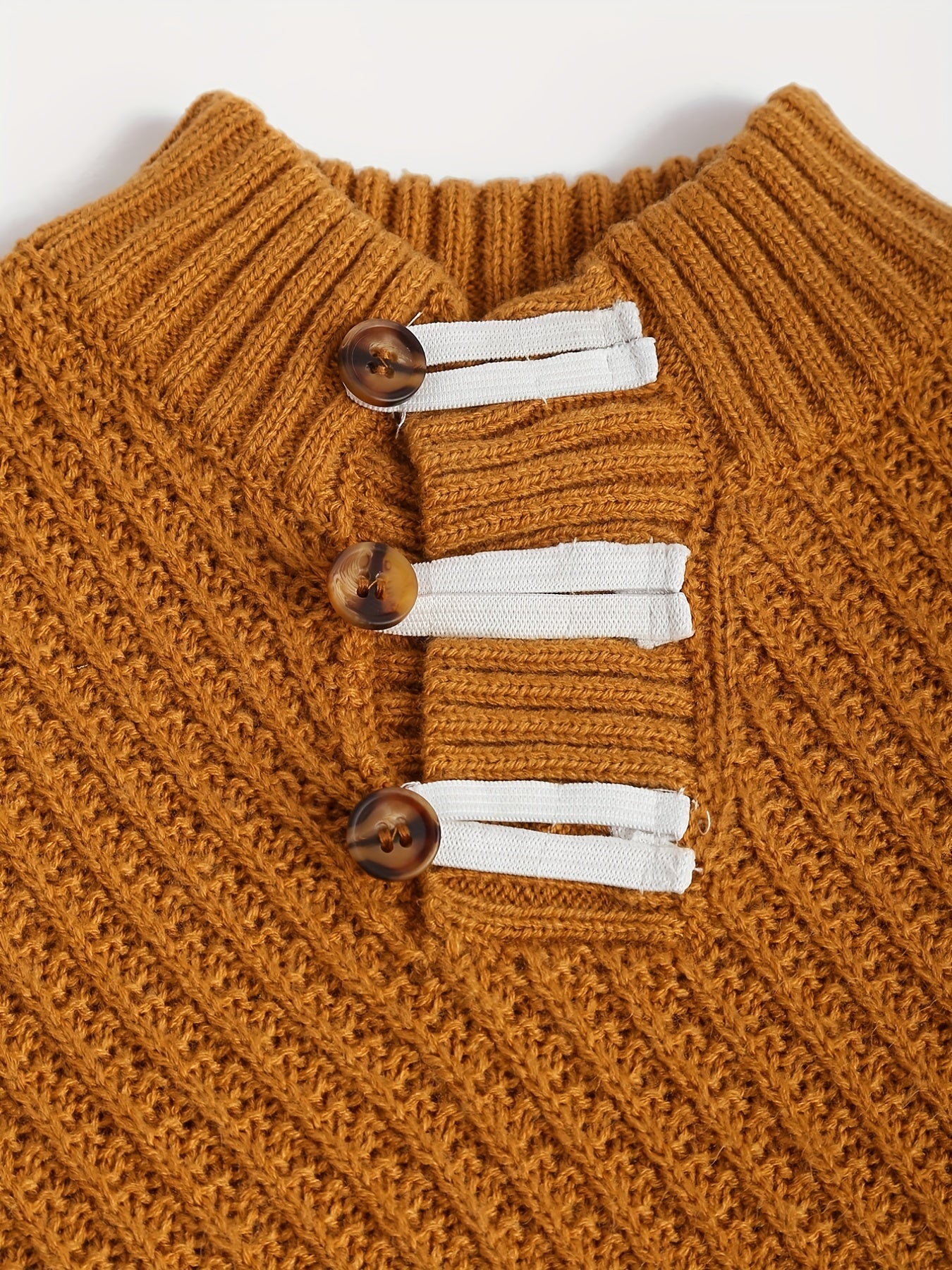 Baby's Button V neck Knitted Pullover Top Child's Casual Sweater