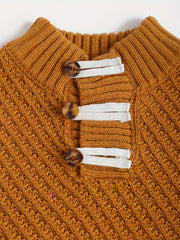 Baby's Button V neck Knitted Pullover Top Child's Casual Sweater