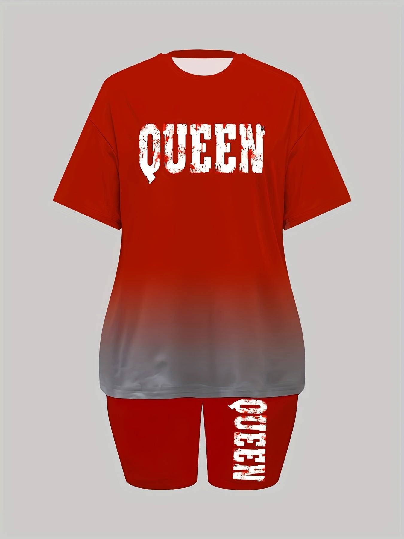 Casual Two Piece Set Crew Neck Short Sleeve Tee & Slim Shorts