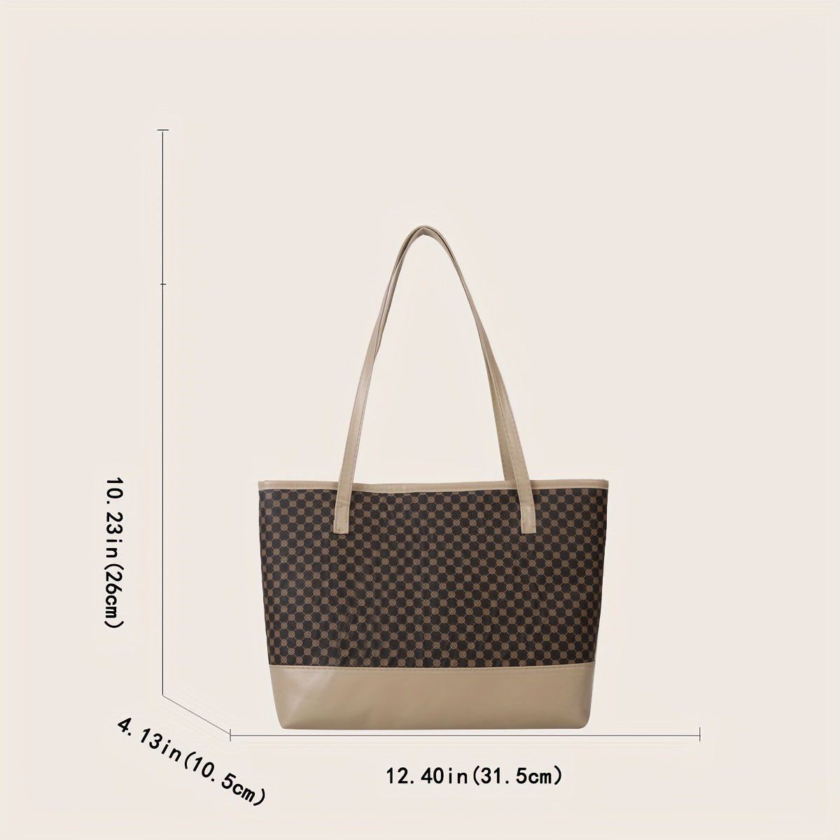 Vintage Geometric Print Tote Bag Large Capacity Retro Shoulder Bag