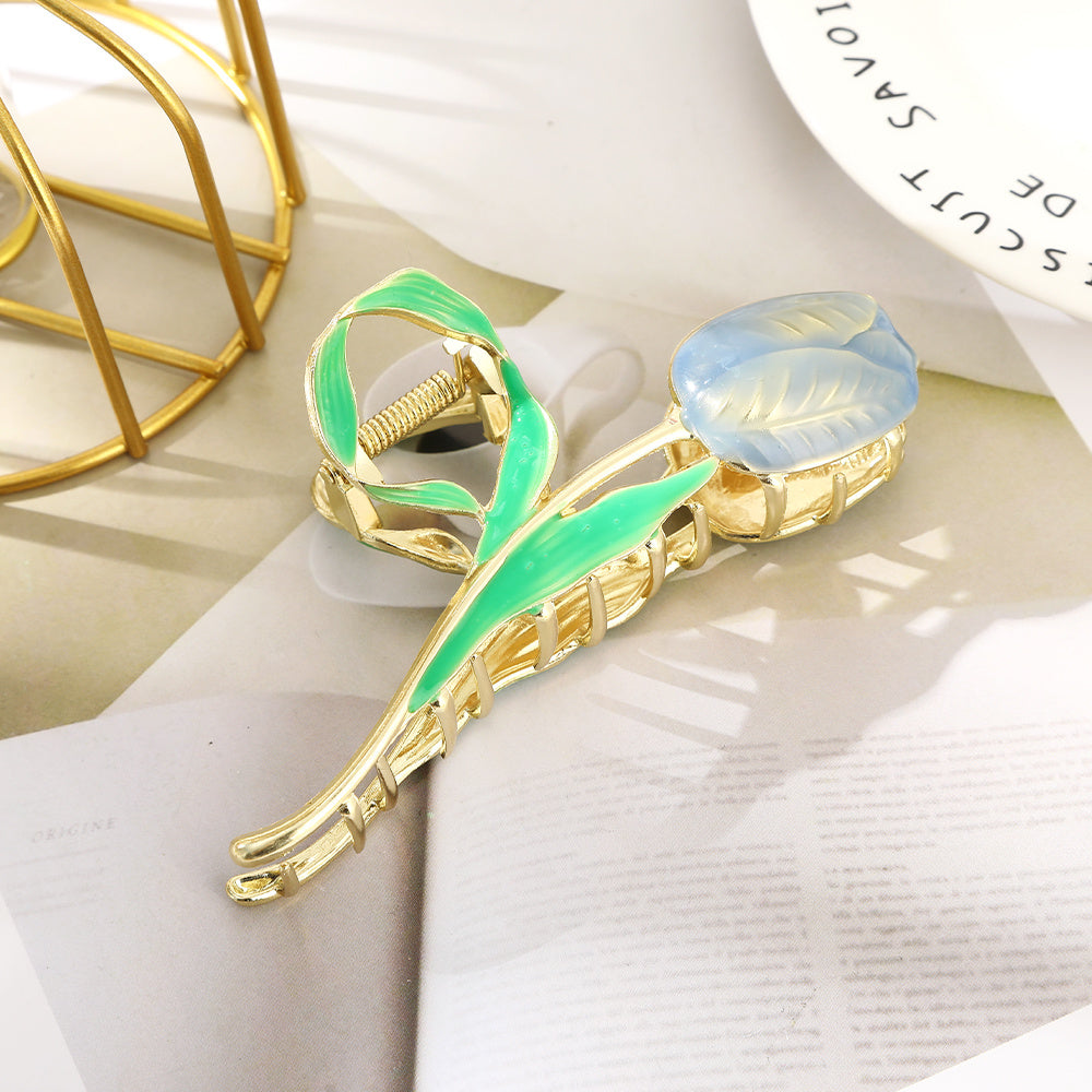 Tulip Large Claw Clip Flower Updo Hairpin Leaf Hair Clip