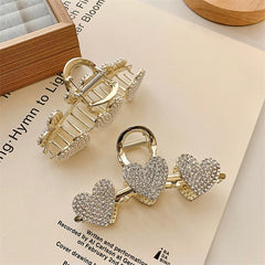 Gold Heart Rhinestone Hair Clips Strong Hold Great For Thick Thin Curly Hair