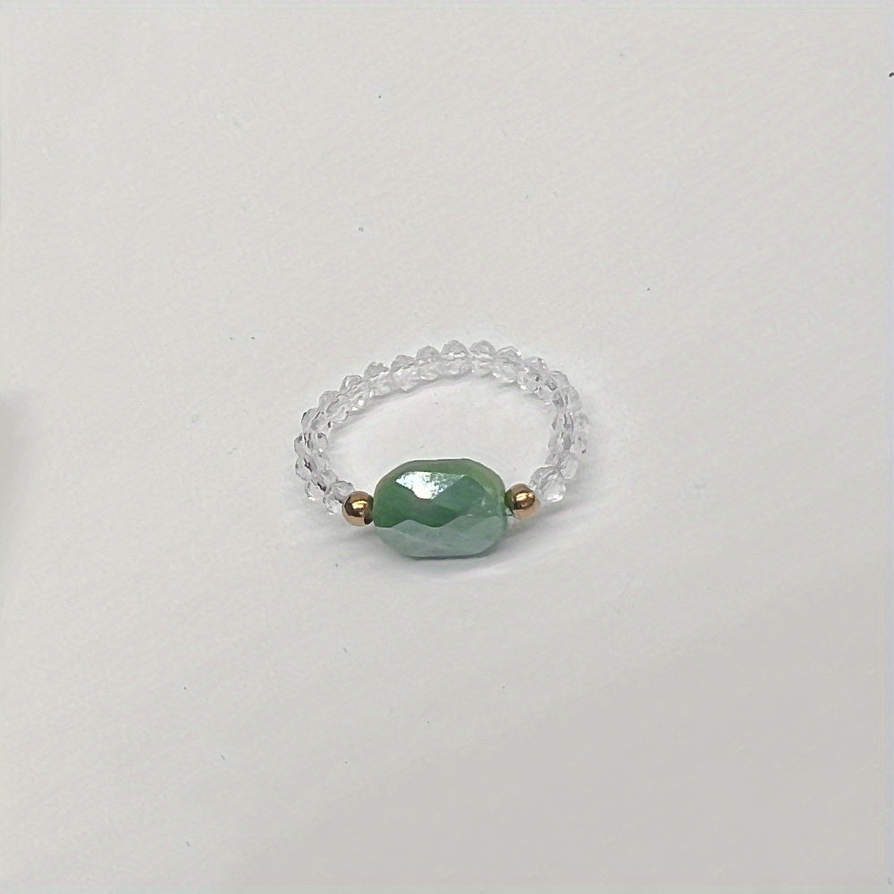 Colorful Crystal Glass Beads Ring for Women