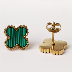 4 Leaf Clover Stud Earrings Minimalist Style Stainless Steel 14K Plated