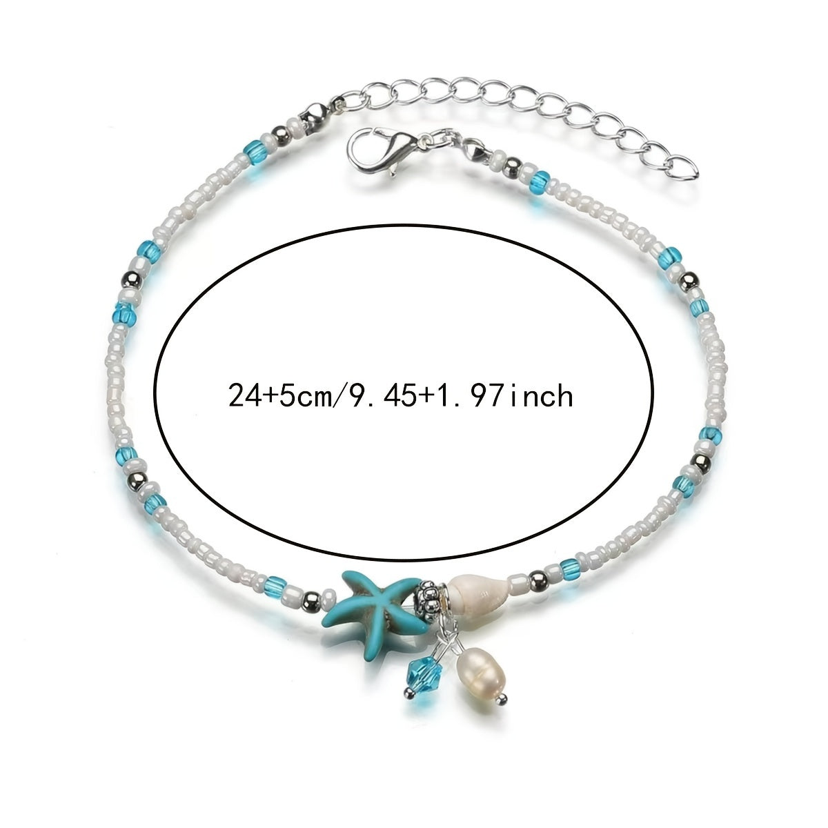 Starfish Conch Beach Anklet Beaded Ankle Bracelet