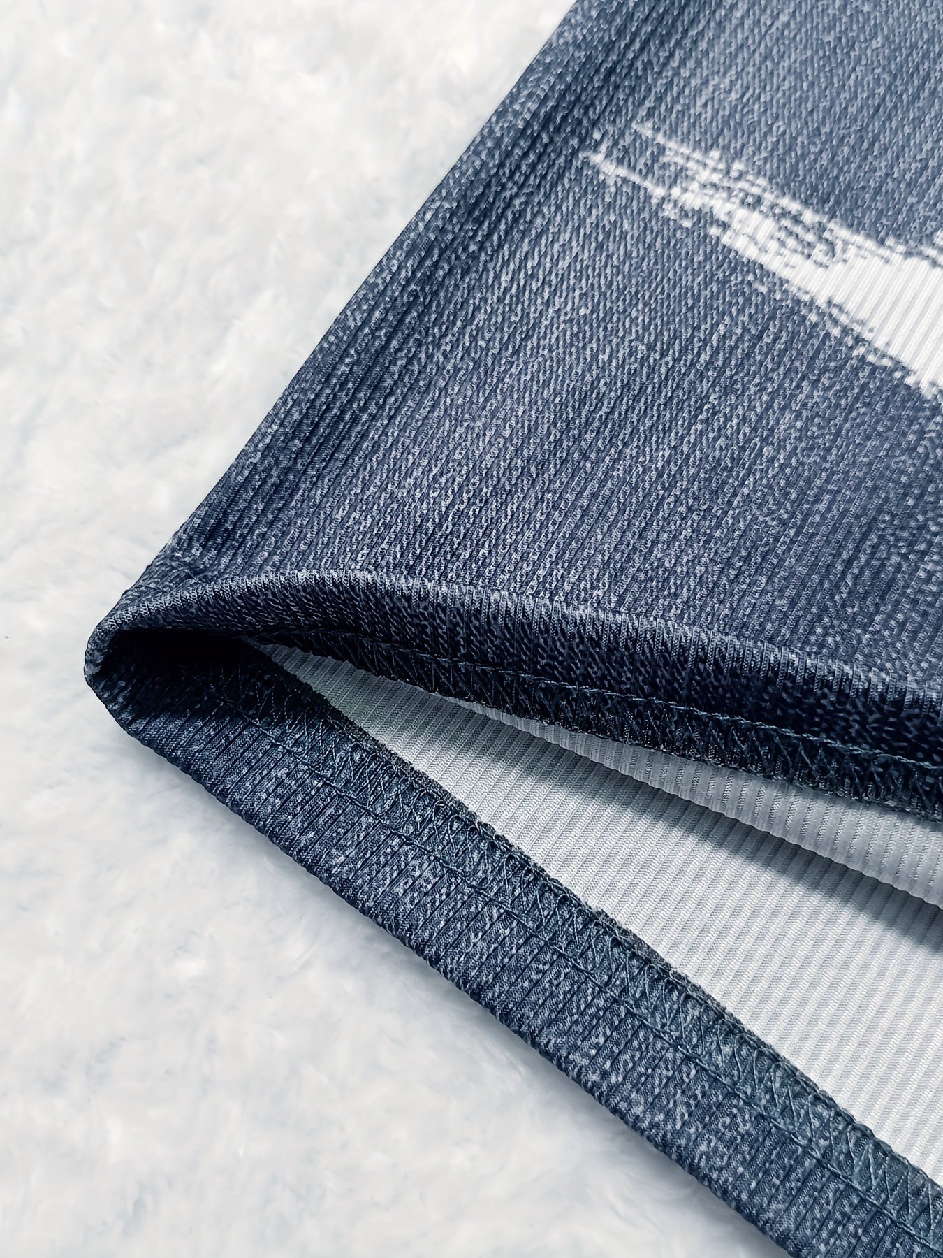  Denim & Brush Print High Rise Skinny Shorts