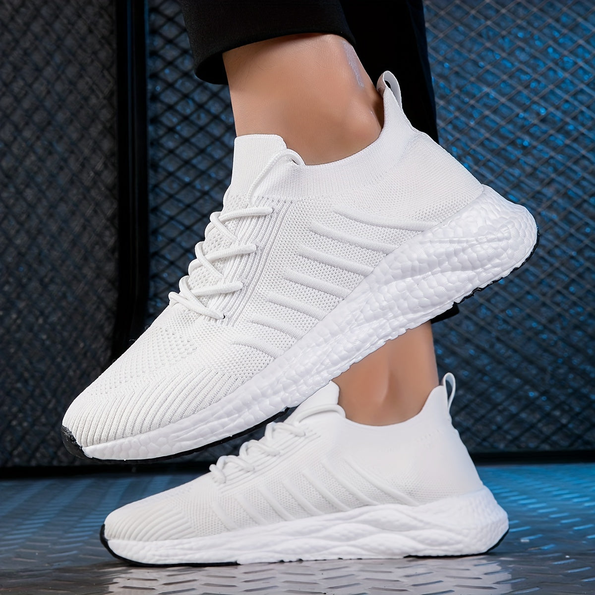 Women's Knitted Sports Shoes Lightweight Lace Up Running & Tennis Shoes