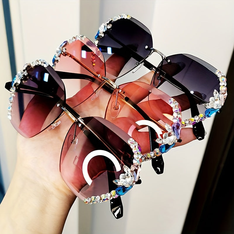 Rhinestone Gradient Sunglasses for Women UV400