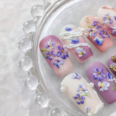 Elegant 3D Orchid Nail Art Sticker for Manicure