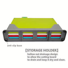 Plastic Chopping Board Set With Storage Stand