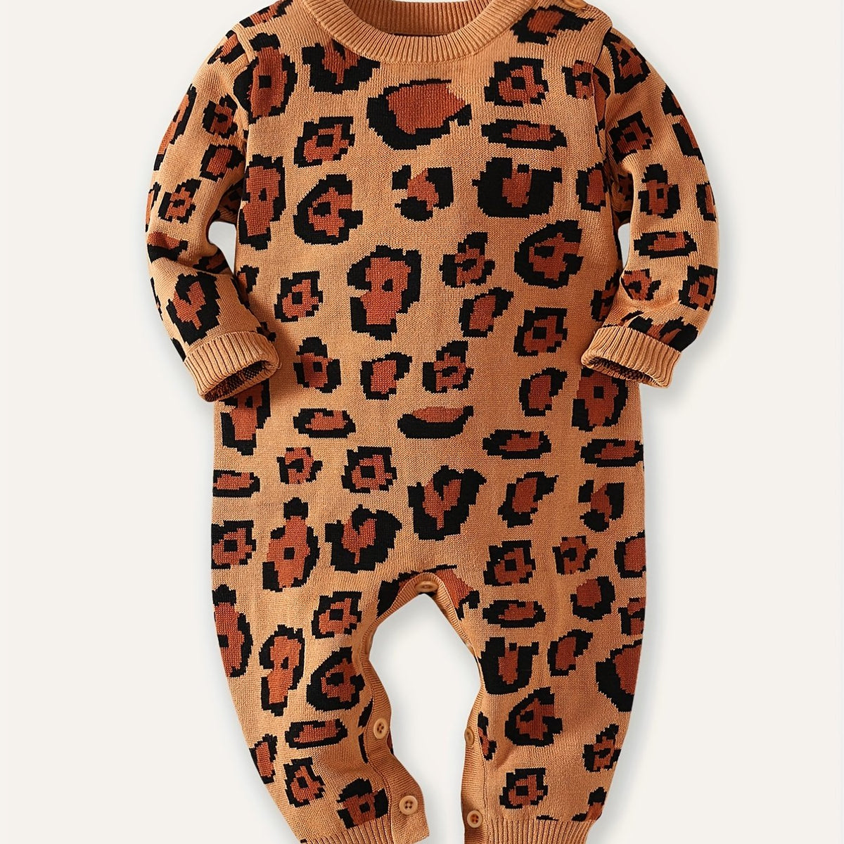 Infant Baby Leopard Sweater Long Sleeve Jumpsuit