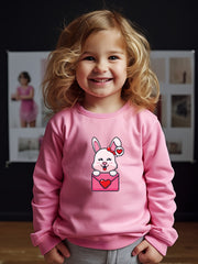 Lovely Heart Bunny Graphic Crew Neck Sweatshirt