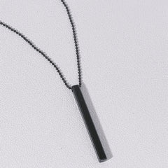 Men's Rectangle Metal Pendant Necklace Cuban Chain Necklace