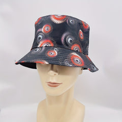 Geometric Swirl Print Bucket Hat Reversible Cotton Sunscreen Cap