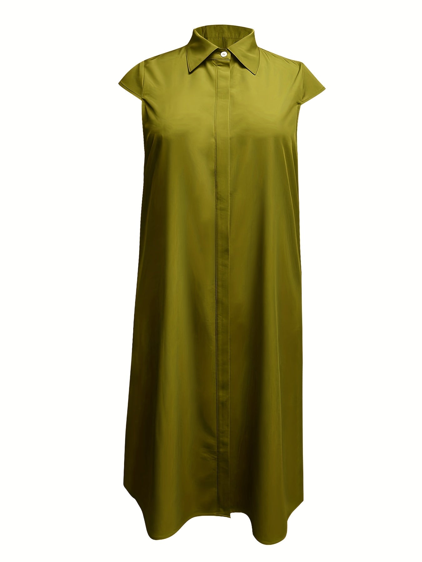 Plus Size Cap Sleeve Button Front Shirt Dress