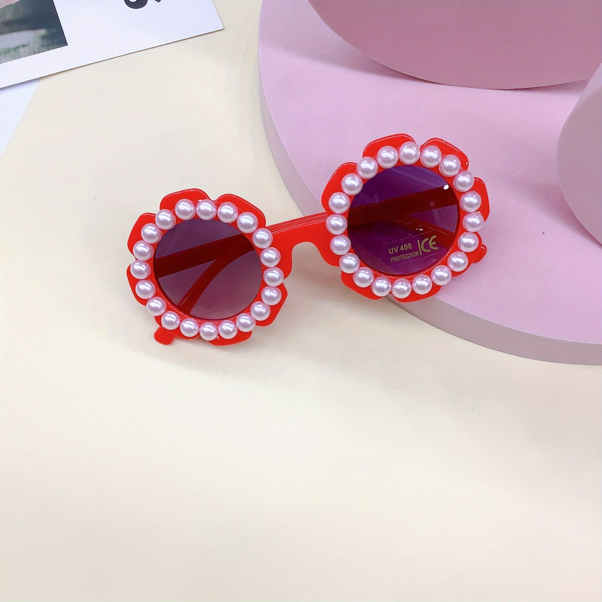 Y2K Flower Frame Faux Pearl Sunglasses UV Protective