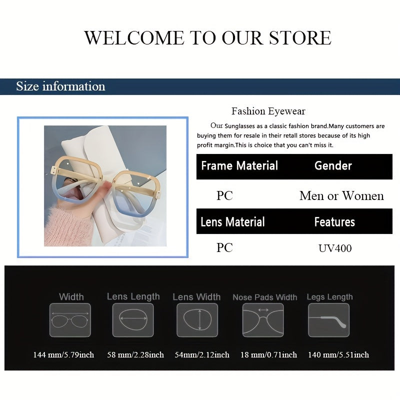 Oversized Square Sunglasses Casual Gradient Glasses UV400