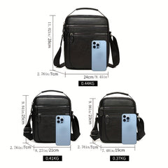 Men's Leather Crossbody Bag Shoulder Bag Multifunction Messenger