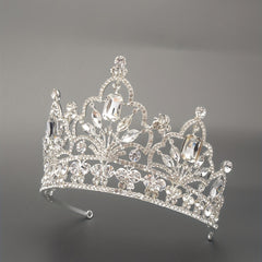 Silver Rhinestone Crown for Bride's Headwear Wedding Jewelry