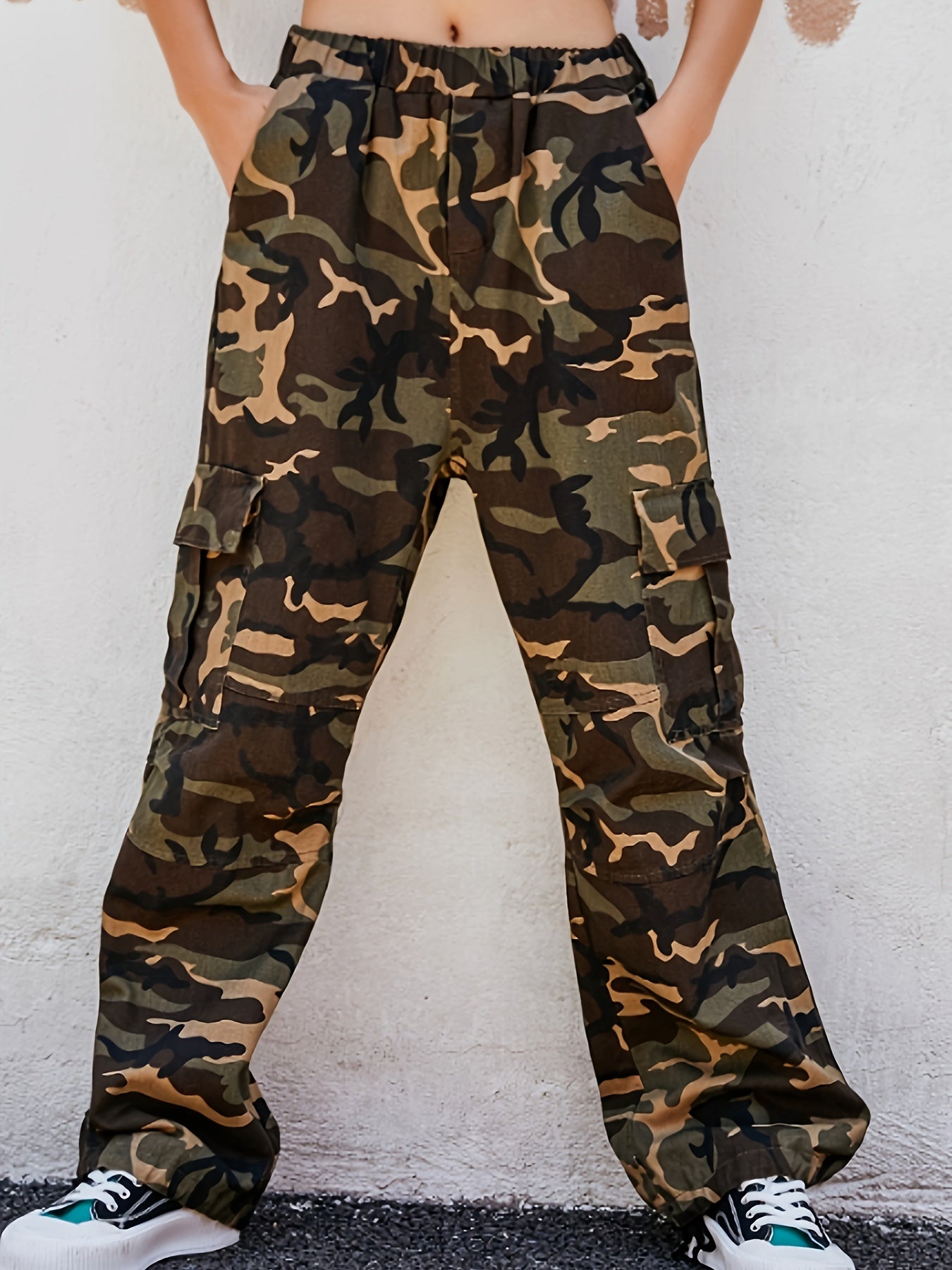  Camo High Rise Wide Leg Cargo Pants