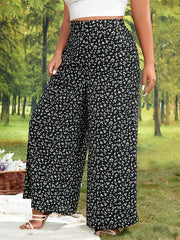  Wide Leg Trousers Elastic High Rise Floral Print Pants