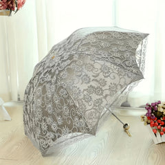 Vintage Lace Travel Folding Umbrella Floral Pattern UV Protection Windproof