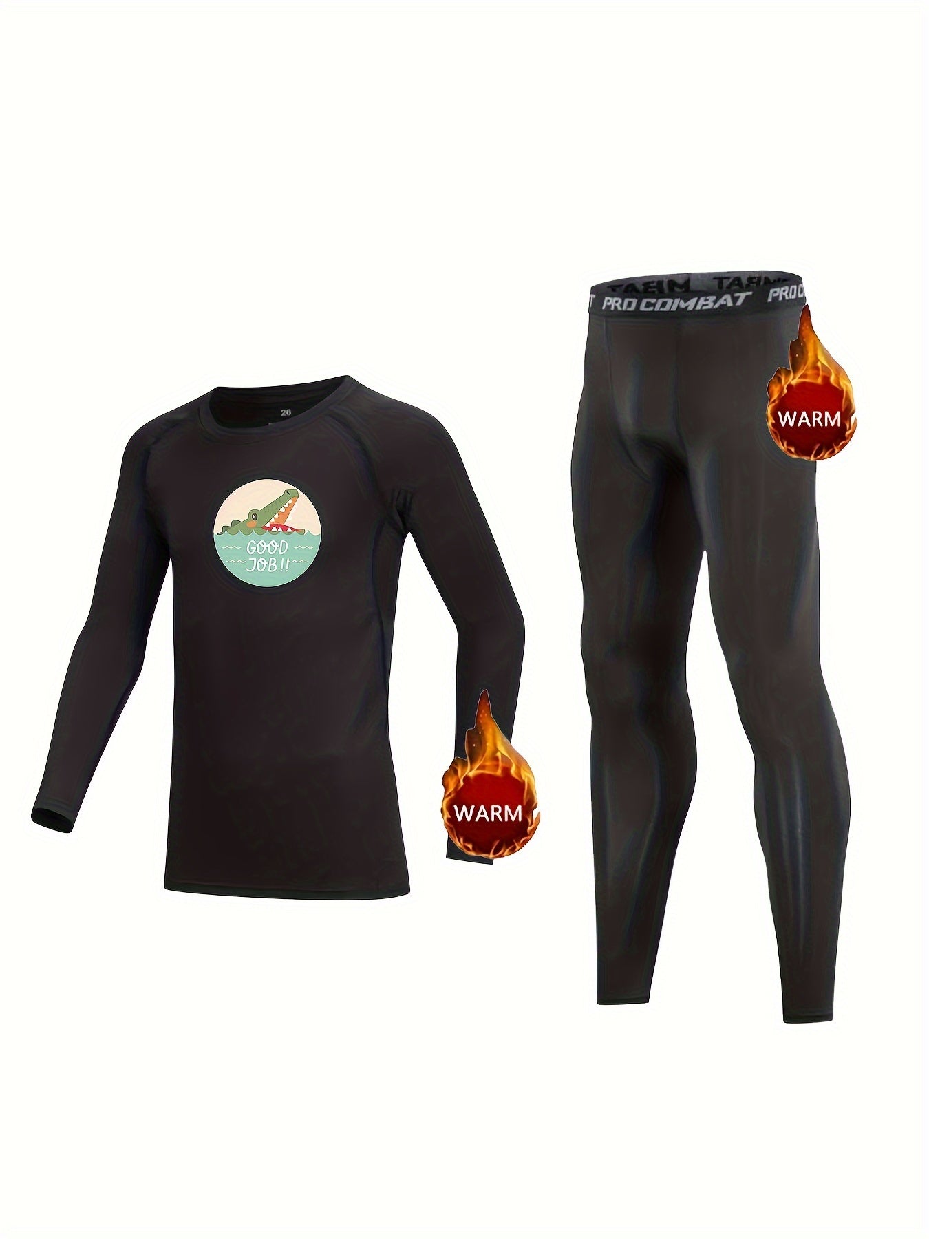 2pcs Kids Crocodile Fleece Sets Long Sleeve Pullover & Pants