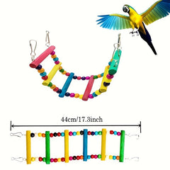 Colorful Bird Toy Set with Chewing Swing, Beads, Bell, and String