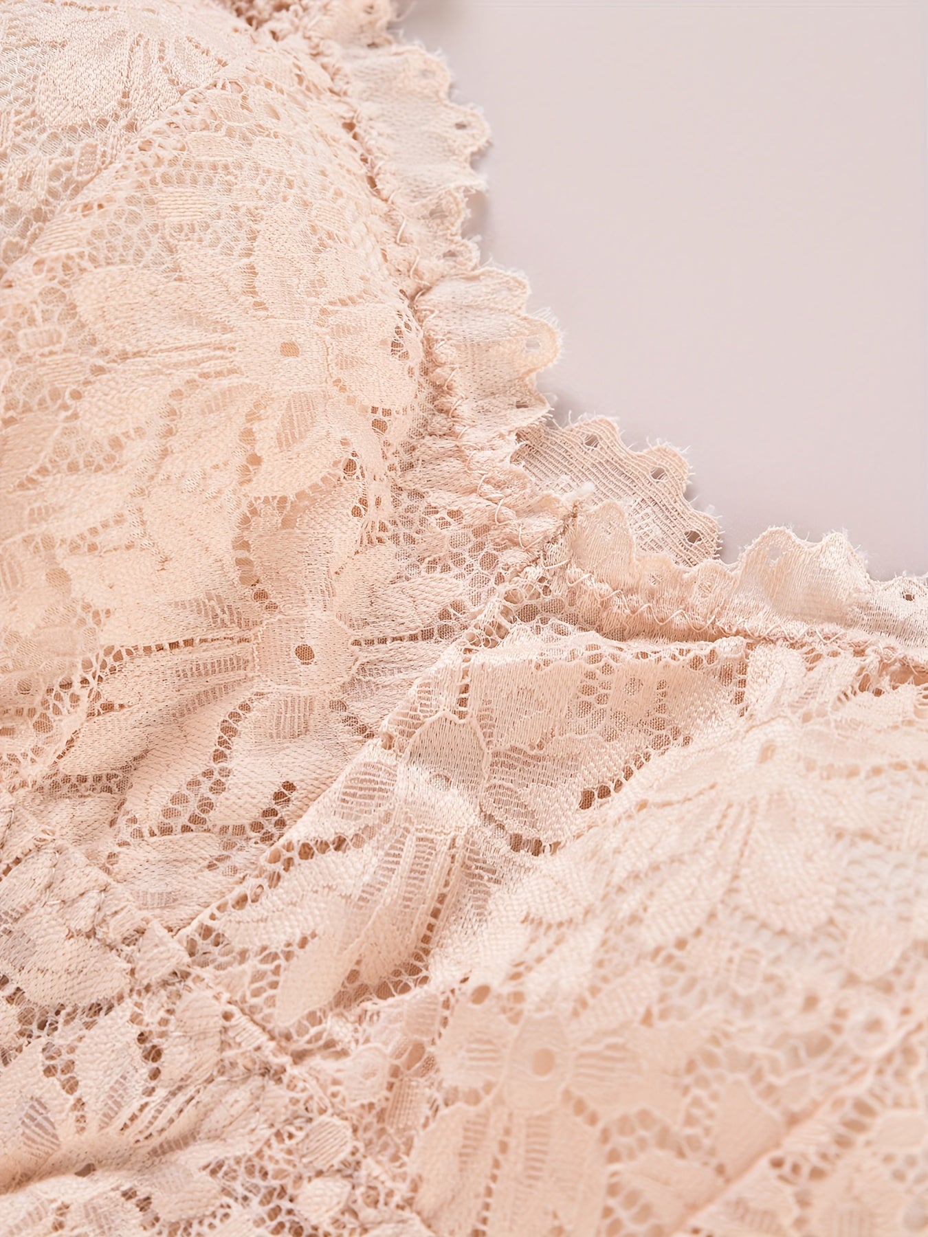 3pcs Lace Wireless Bras Scallop Trim Lingerie