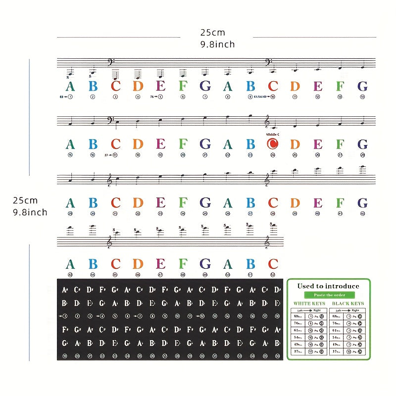 Piano Keyboard Sticker Set Easy to Apply and Remove