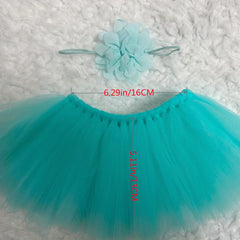 Newborn Baby Girls Green Tutu Skirt Flower Hairband Suit Outfits
