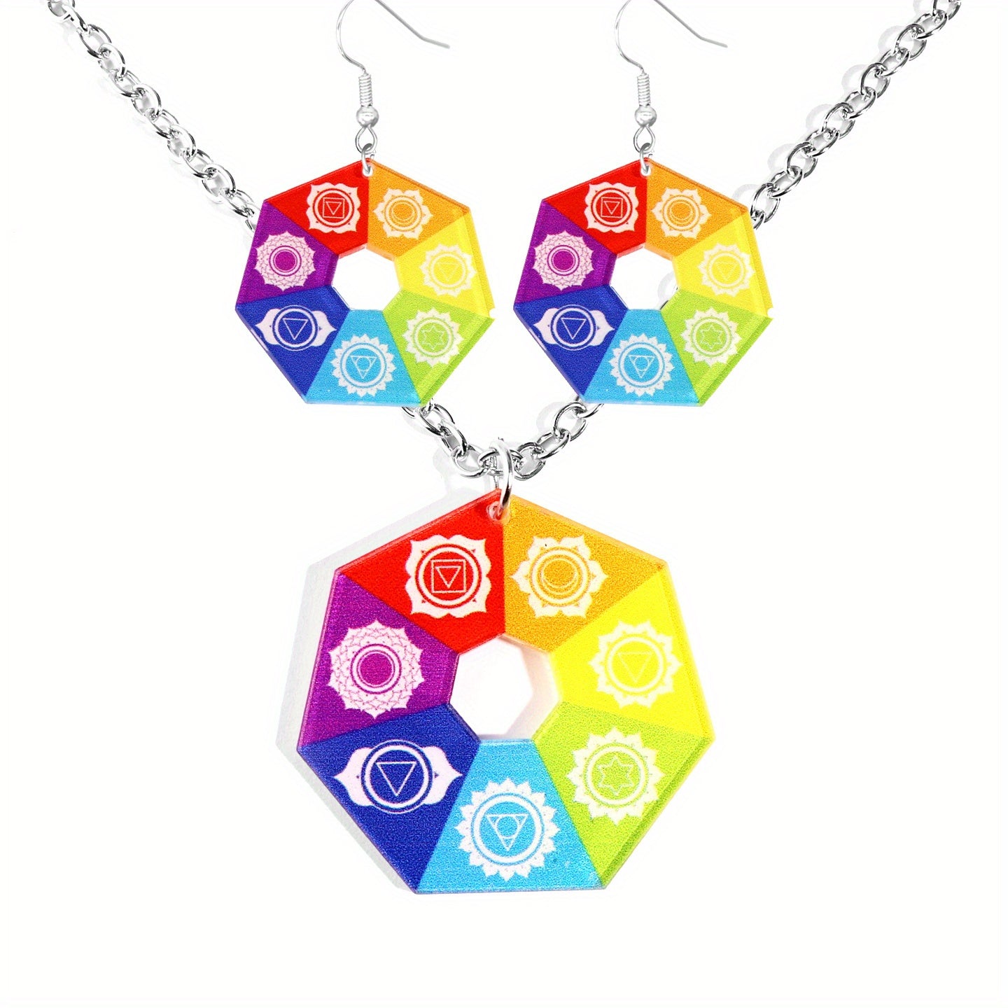 Chakra Jewelry Set Necklace & Earrings for Yoga Meditation