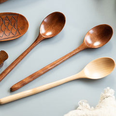 1pc Wooden Long handled Stirring Spoon Coffee Spoon Random