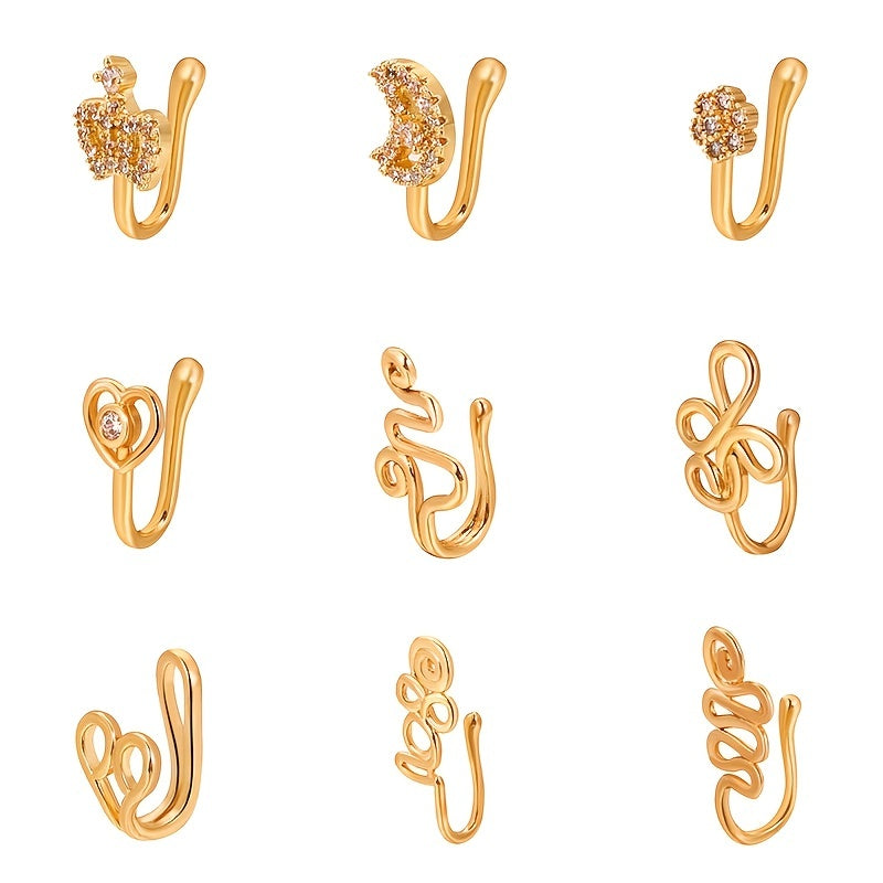 Men's Crown Shaped Nose Clip Inlaid Zircon Craft Party Gift