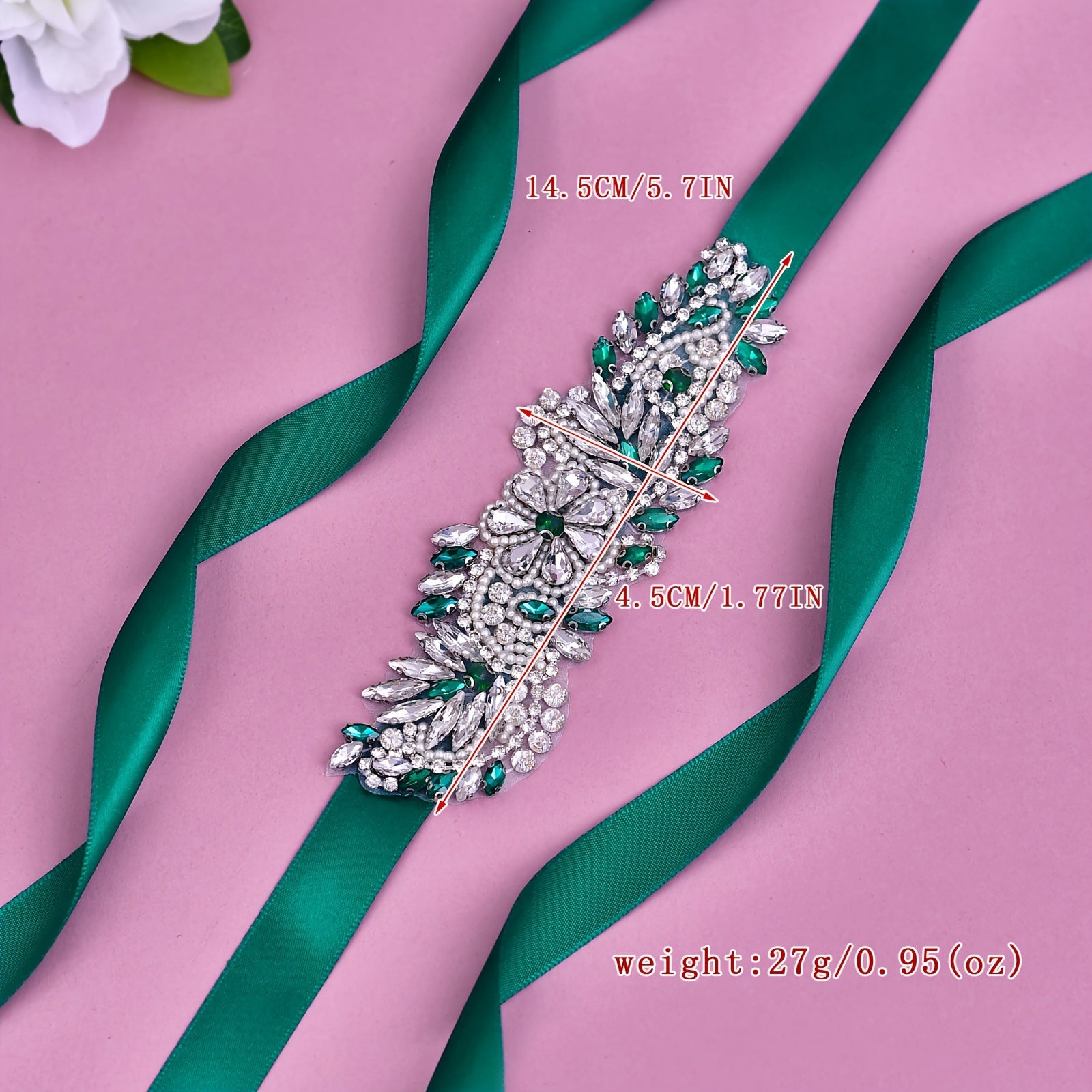 Emerald Green Rhinestone Bridal Belt Waistband Wedding Party Dresses