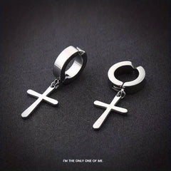 Gothic Hip hop Punk Cross Pendants Earrings for Men Women
