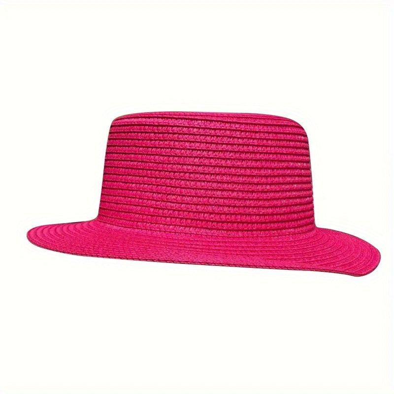 Bright Candy Sun Hat Classic British Style Top Hat Straw Jazz Fedora Cap Unisex