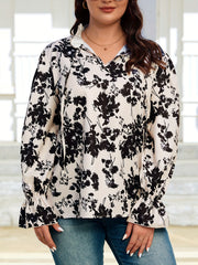  Floral Print Flounce Sleeve Shirt